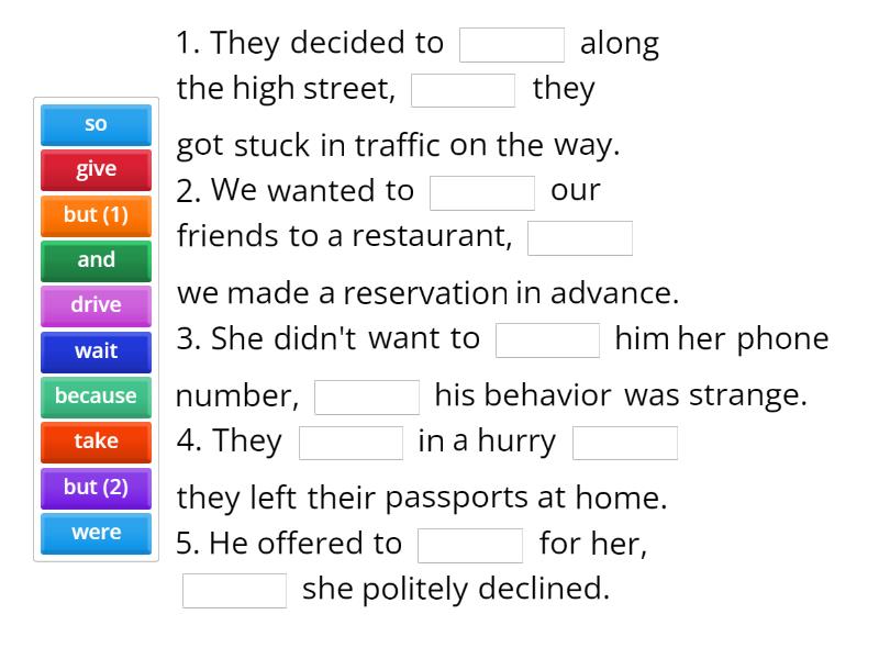 2C verb phrases - Complete the sentence