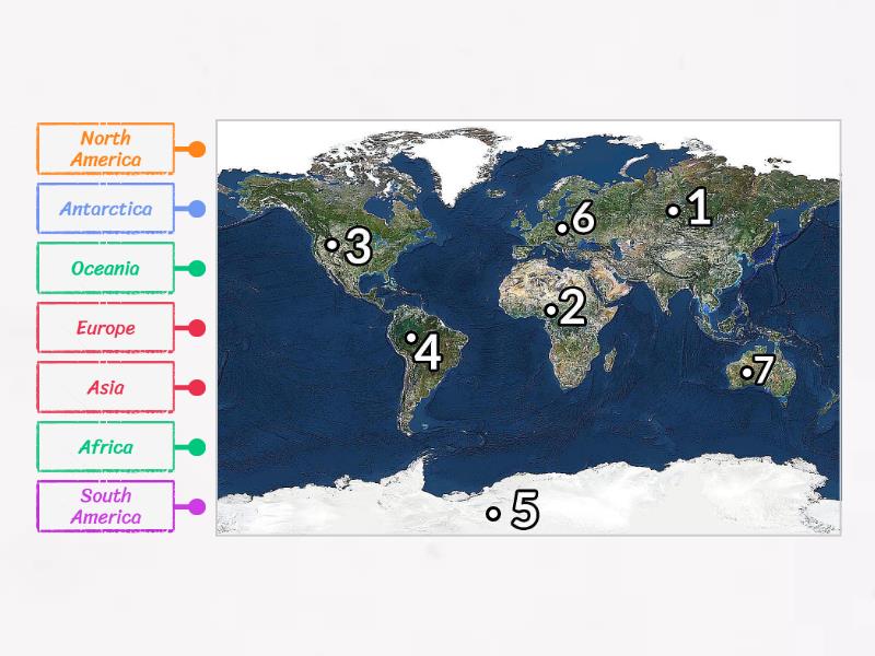 World map - Labelled diagram