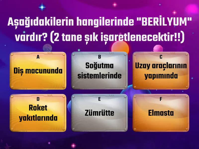 ELEMENTLERİN KULLANIM ALANLARI - Quiz