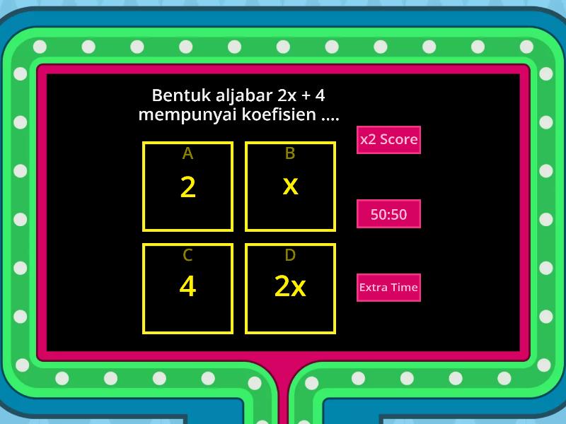 Bentuk Aljabar - Gameshow Quiz