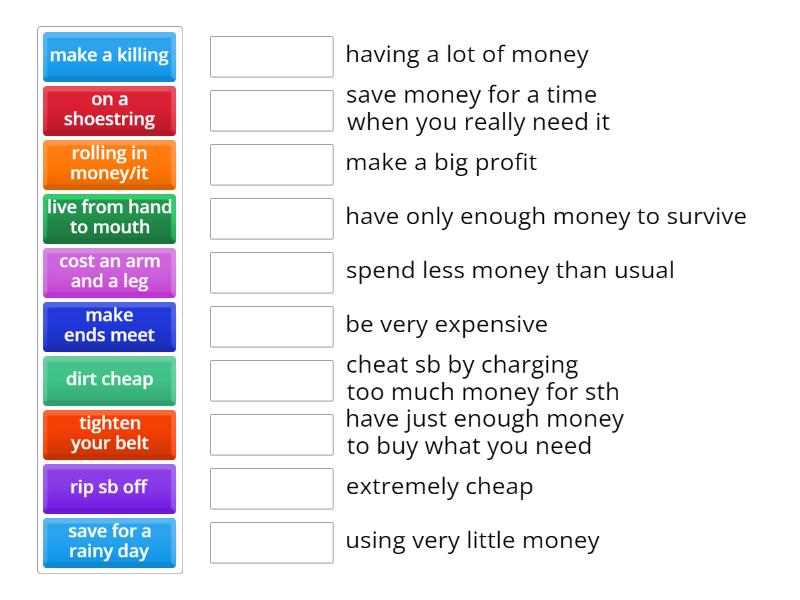money-idioms-match-up