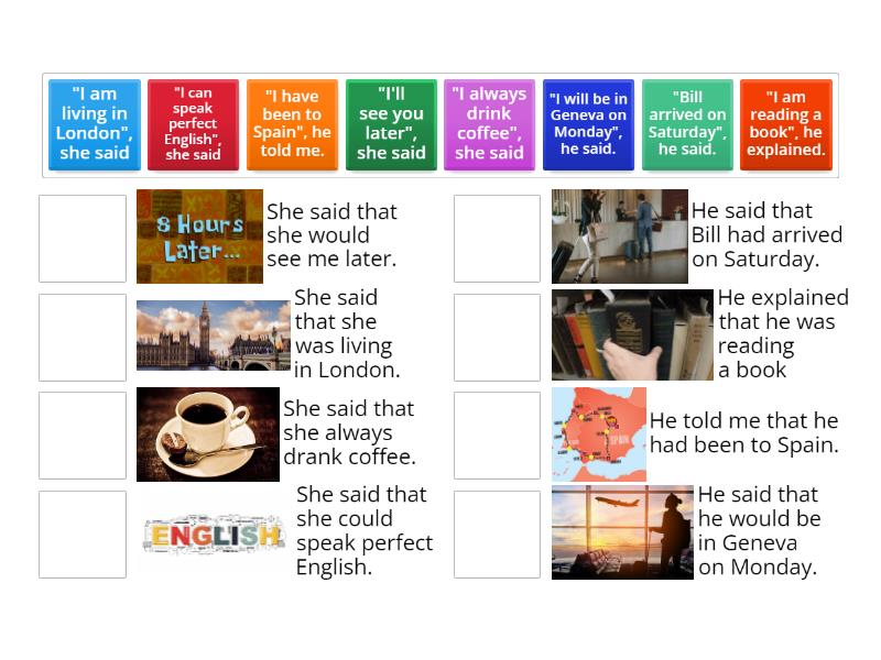 Reported speech - Match up