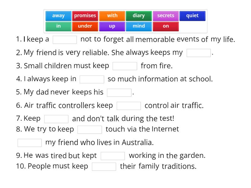 Keep+Prepositions Spark 3 - Complete the sentence