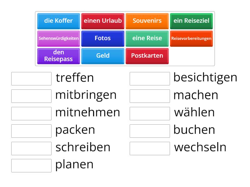 Wortschatz Reisen - Match up