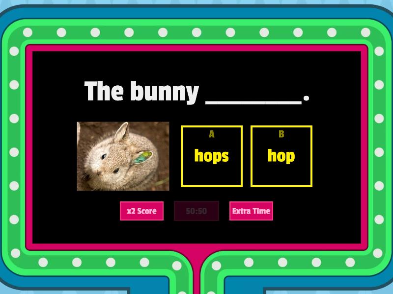 Subject and verb agreement wordwall gameshow quiz
