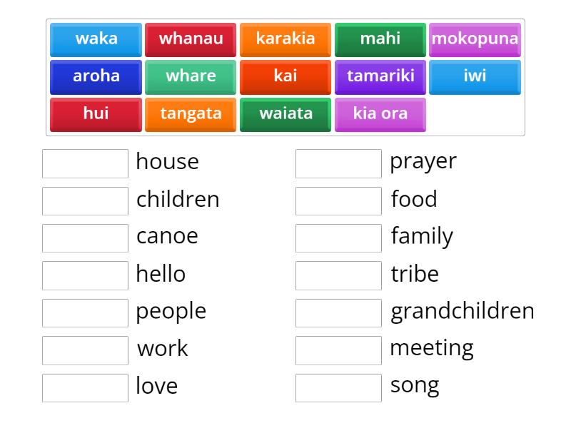 Te Reo Maori - Match up