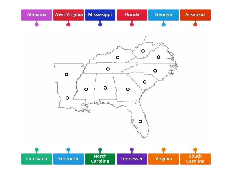 Southeast Regions - States - Labelled diagram