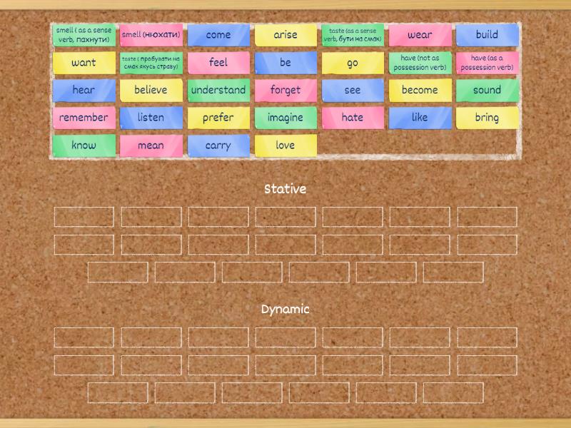 Stative/Dynamic Verbs - Group Sort