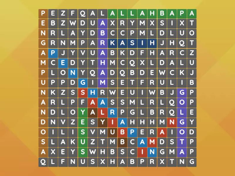 Quiz agama kristen wordsearch