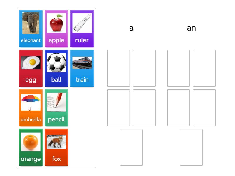 articles (a, an) - Group sort