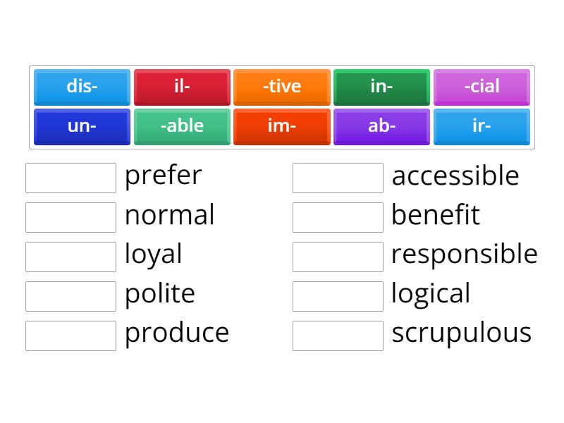 Adjectives formation. Especializada 1 Unit 2 - Une las parejas