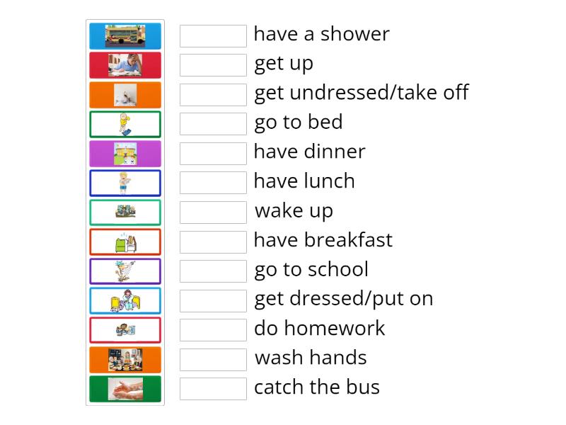 Kids box 3 unit 3 daily routine match up