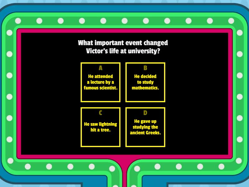 Frankenstein Chapters 1 & 2 Gameshow quiz
