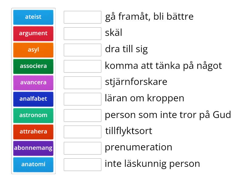 Ordkunskap A - Match Up