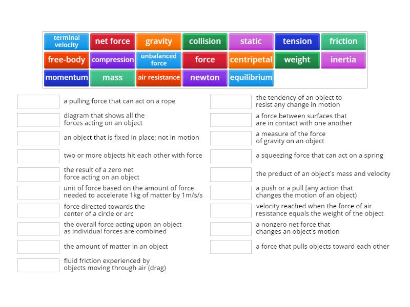 Force Vocabulary - Match Up