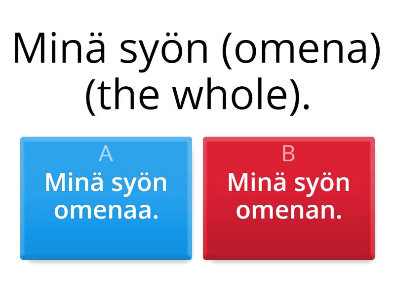 Nuoret: Objekti: Partitiivi, Genetiivi (helppo) - Monivalinta