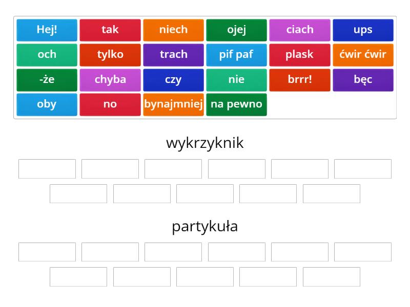 6ab Wykrzyknik I Partykuła - Posortuj