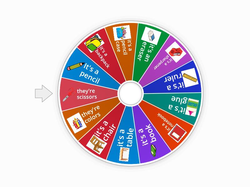 listen and repeat - classroom objects - Spin the wheel