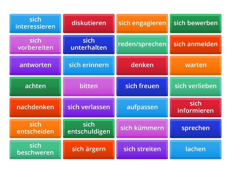 Verben mit Präposition + Akkusativ Flip - Flip tiles