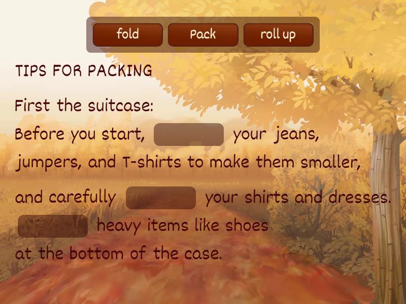 2A - 1c Packing - Complete the sentence