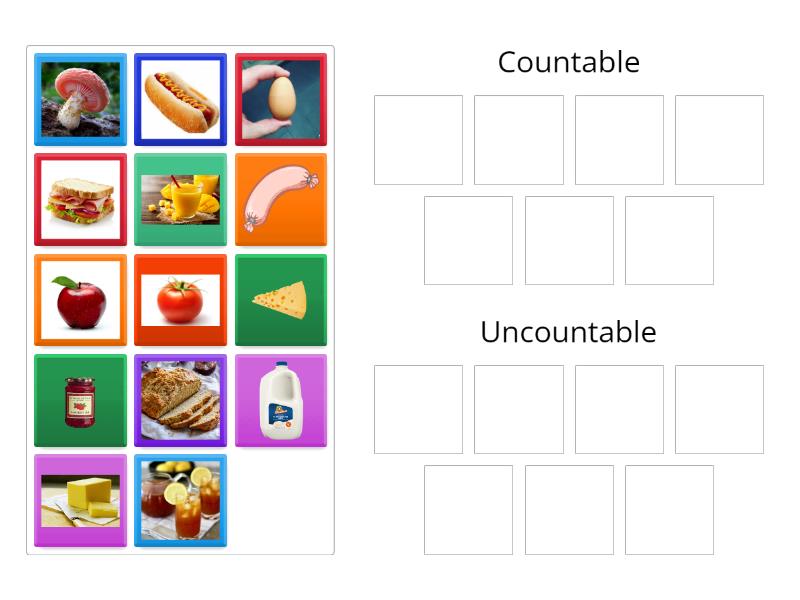 Choose the Countable/ Uncountable food items - Group sort