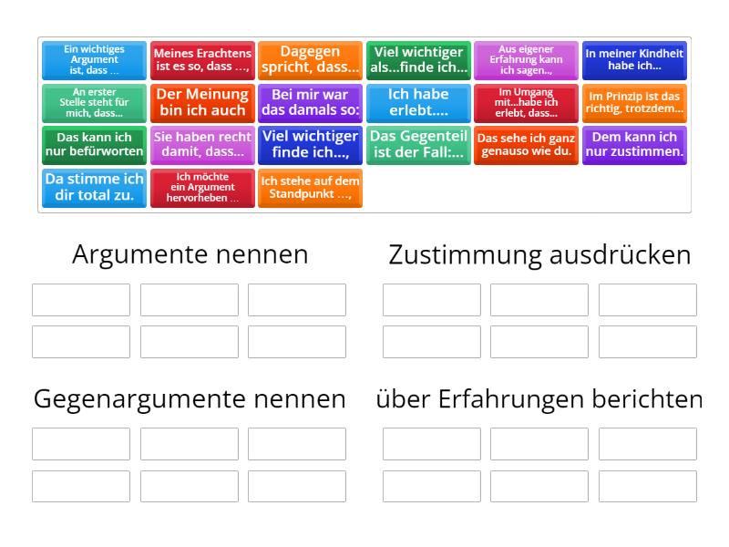 Argumente und Gegenargumente B2.3 - Group sort