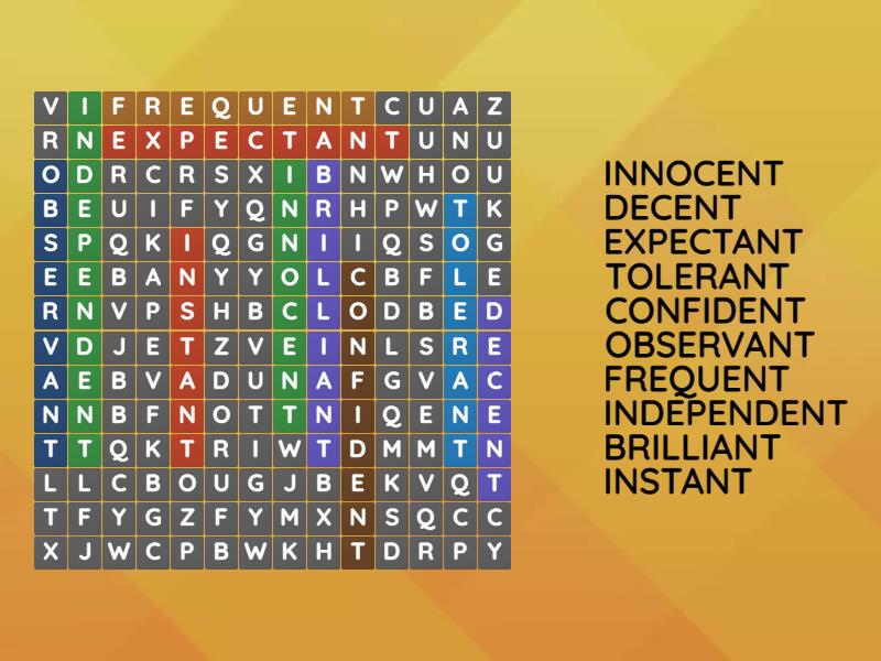 -ant and -ent - Wordsearch