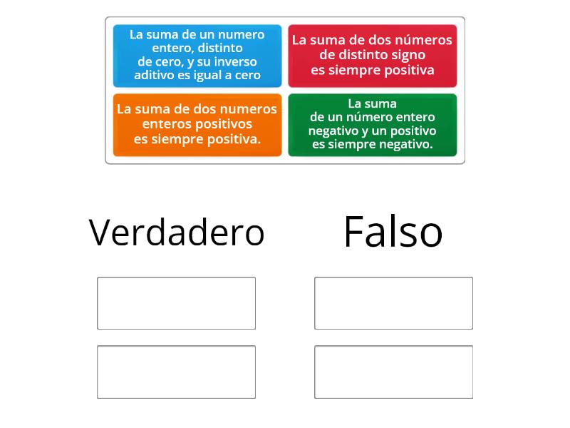 Verdadero o falso numeros enteros - Group sort