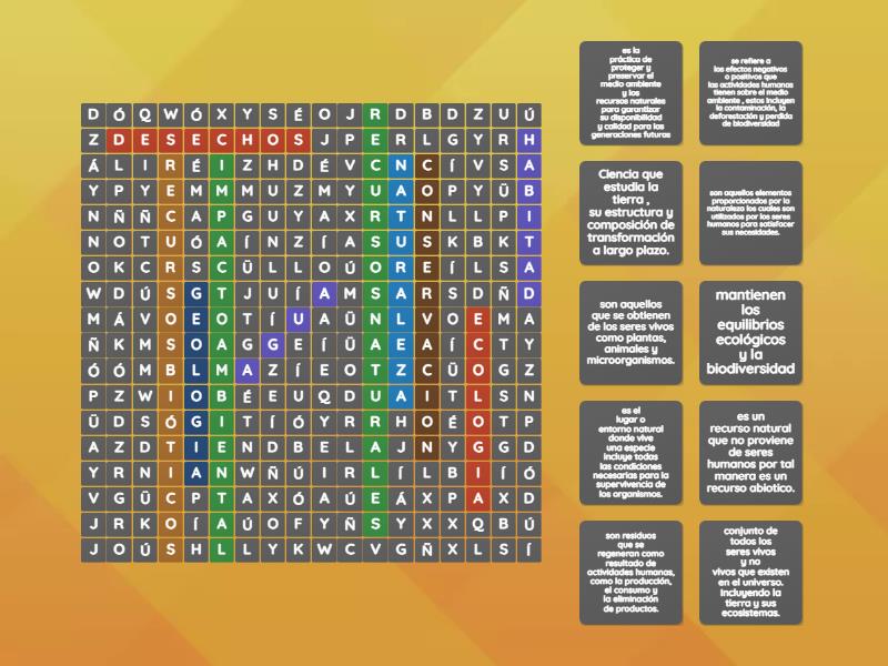 Recursos Naturales Wordsearch