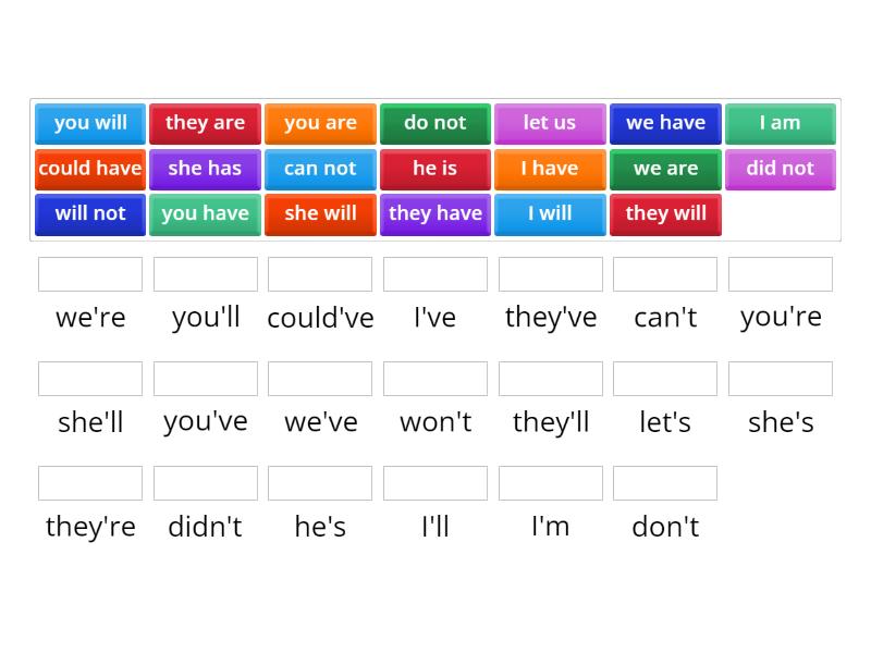 Contractions - Match up