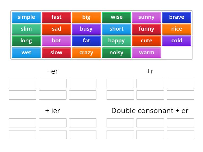 Comparative adjectives - Group sort