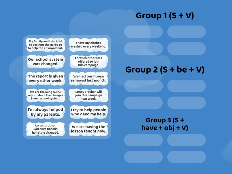 B1 (unit 6 - grammar) - Ordenar por grupo