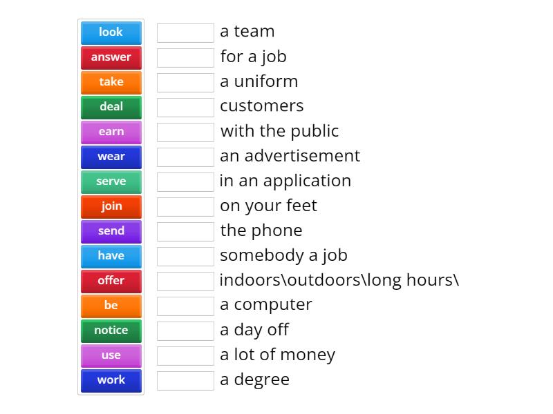 phrases job - Match up