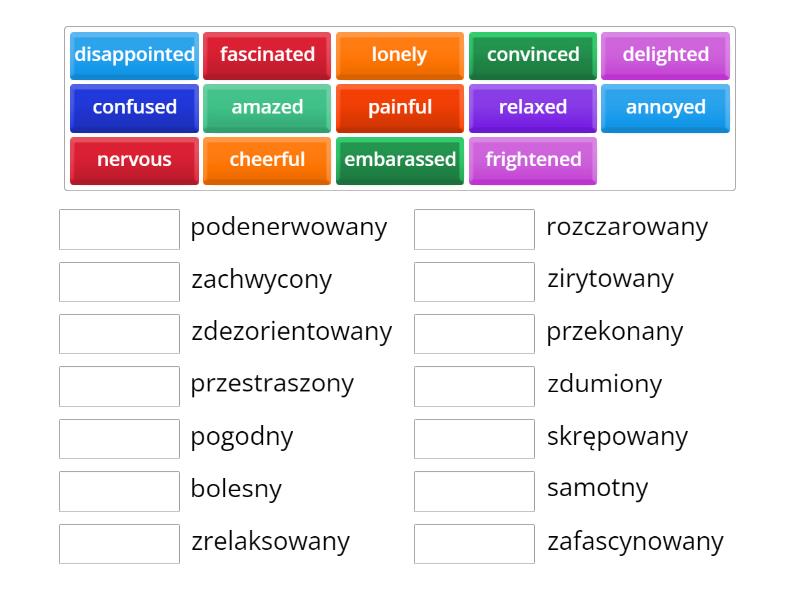 Life Vision B Unit Feelings Adjectives Match Up