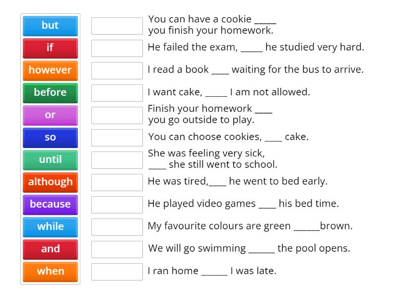 Conjunctions - Match up