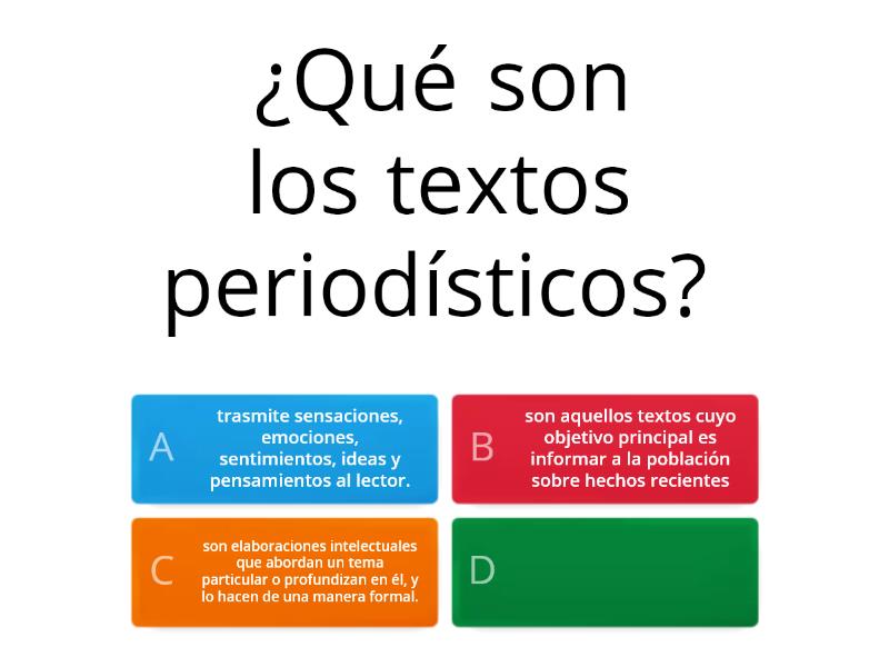 TEXTOS PERIODÍSTICOS - Cuestionario