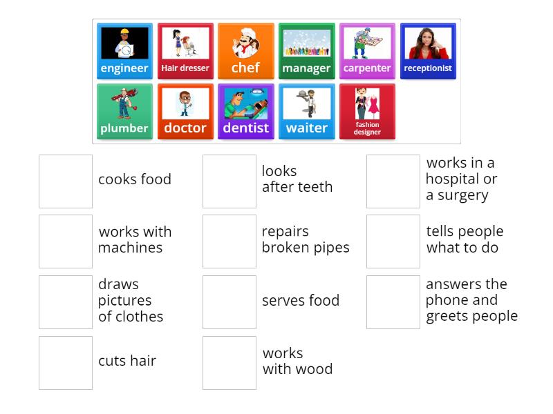 job duties (occupations and roles) - Match up
