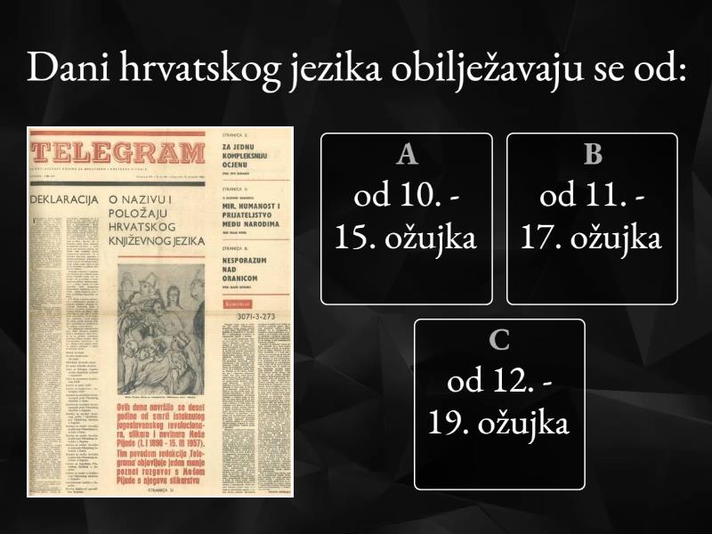 KVIZ SEKCIJE "GLAGOLJAŠI" - Quiz