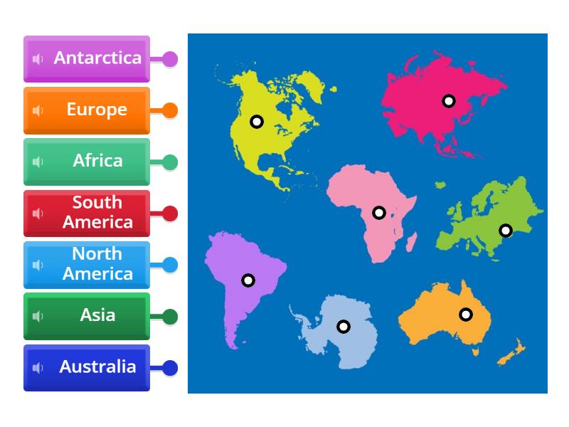 1. Continent Shapes - Labelled diagram