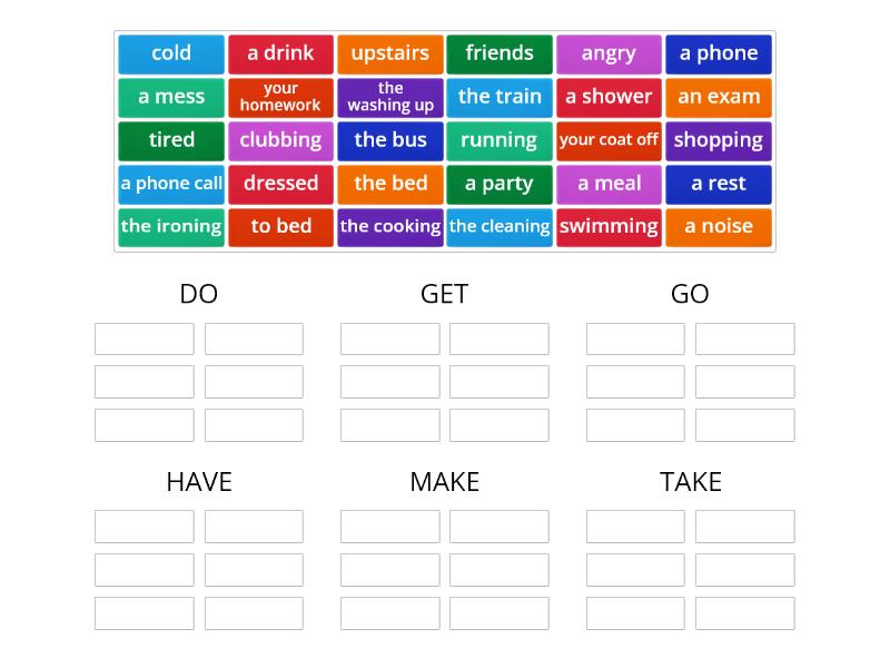 do,get,go,have,make,take - Group sort