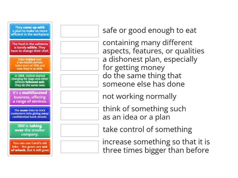 Read the sentences and match the words/phrases in bold with their ...