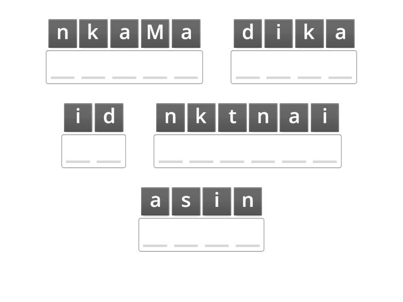 Tentukan Kata-kata Yang Benar Dari Kata Acak Berikut Ini! - Anagram