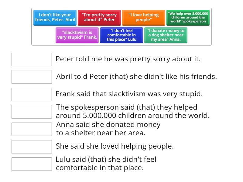 reported speech present simple exercises multiple choice