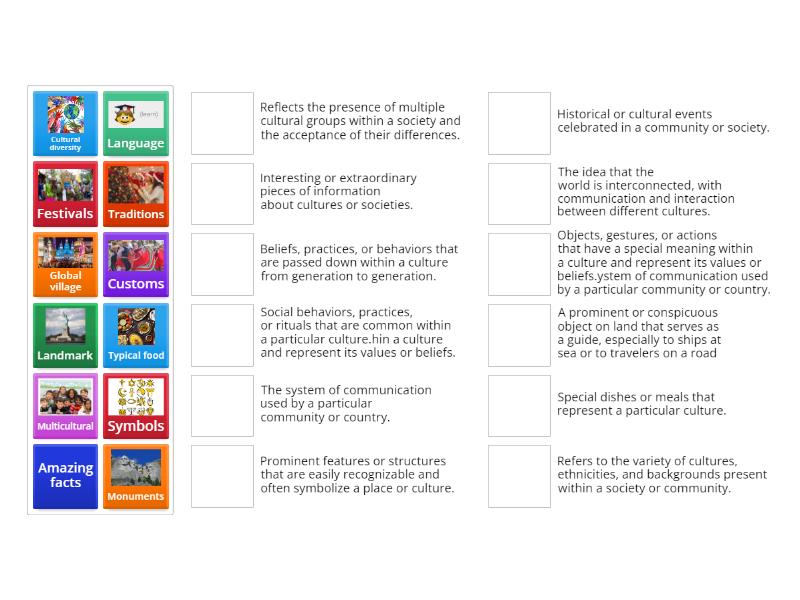 Costumes and culture vocabulary - Match up