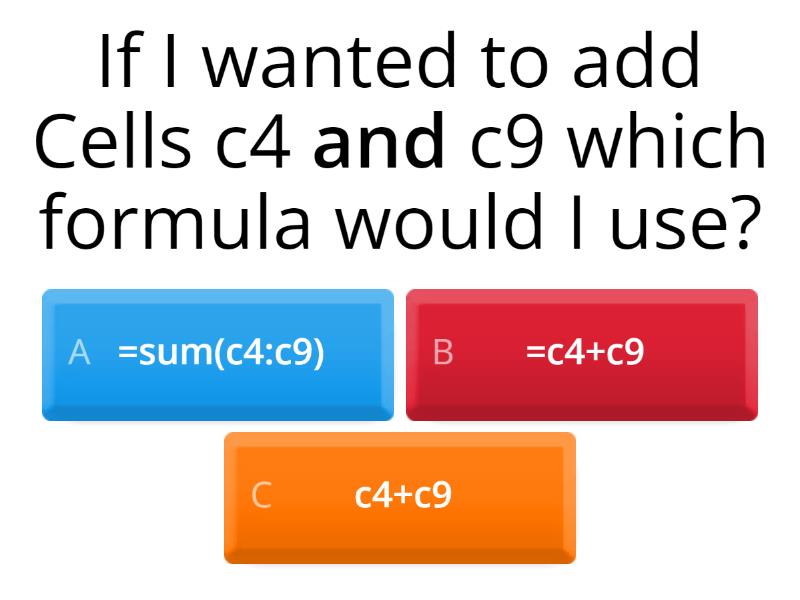Formulae in Google Sheets Quiz
