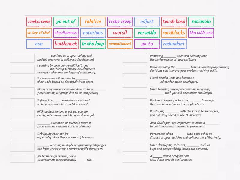 Frameworks and programming languages - Match up