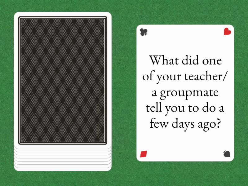 Reported speech questions - Speaking cards