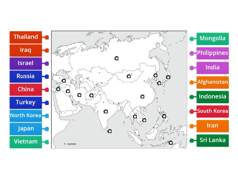 Map of Asia - Labelled diagram