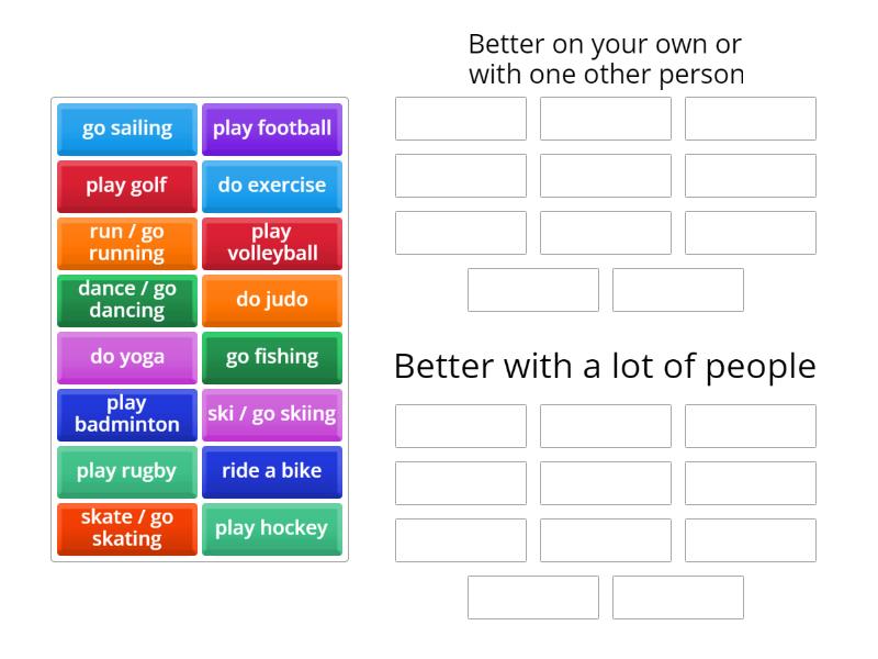 Sports and exercise - Group sort