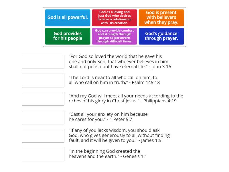 GCSE Match Bible Verse with Experiences of God - Match up